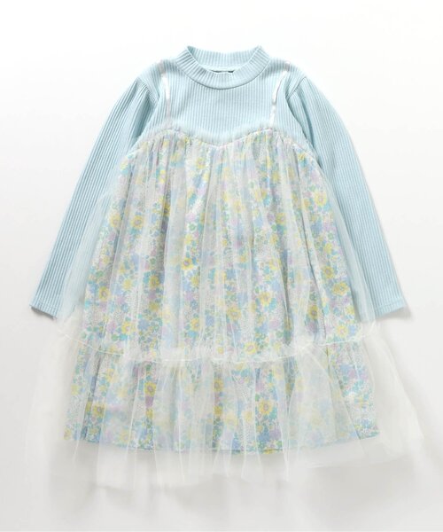 apres les cours（アプレレクール）の「【ジュニア対応】フラワーチュールワンピース＿アプレレクールマシェリ（ワンピース・キッズ・サックスブルー/アイボリー・90/100/110/120/80/130/140）」の2枚目の写真