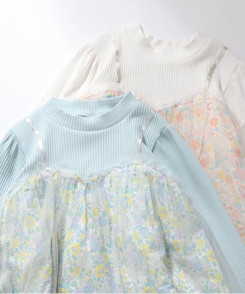 apres les cours（アプレレクール）の「【ジュニア対応】フラワーチュールワンピース＿アプレレクールマシェリ（ワンピース・キッズ・サックスブルー/アイボリー・90/100/110/120/80/130/140）」の5枚目の写真