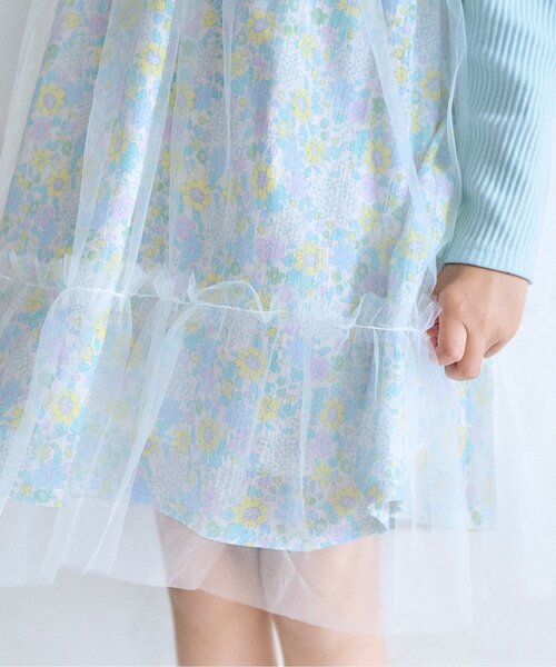 apres les cours（アプレレクール）の「【ジュニア対応】フラワーチュールワンピース＿アプレレクールマシェリ（ワンピース・キッズ・サックスブルー/アイボリー・90/100/110/120/80/130/140）」の14枚目の写真