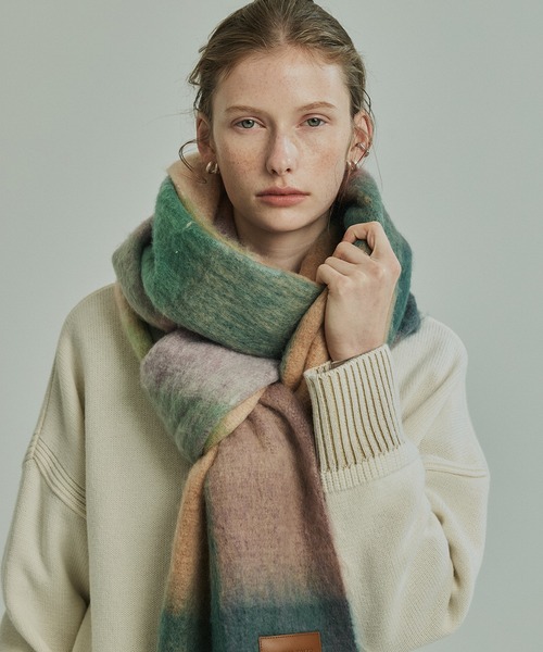 PUBLIC TOKYO（パブリックトウキョウ）の「ヘアリーフリンジマフラー（マフラー・レディース・オレンジ/ブラック/グレー/ブルー/その他4/その他2/グリーン×ピンク/ブラウン系/イエロー×グリーン・FREE）」の19枚目の写真