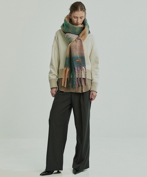 PUBLIC TOKYO（パブリックトウキョウ）の「ヘアリーフリンジマフラー（マフラー・レディース・オレンジ/ブラック/グレー/ブルー/その他4/その他2/グリーン×ピンク/ブラウン系/イエロー×グリーン・FREE）」の20枚目の写真