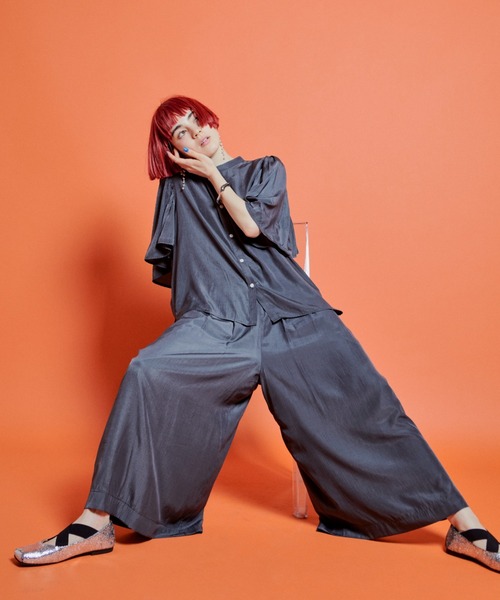 manana suerte（マニャーナスエルテ）の「ギャザーワイドパンツ（その他パンツ・レディース・グレー/ブラック/ピンク/ミント・FREE）」の7枚目の写真