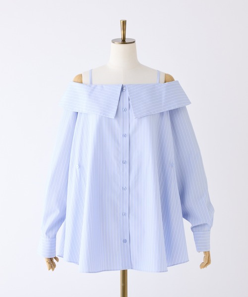 one after another NICE CLAUP(ワンアフターアナザーナイスクラップ)の「マルチway/オフショルロングシャツ(シャツ/ブラウス・レディース・ネイビー/ベージュ系その他/オフホワイト/ブルー系その他・FREE)」の8枚目の写真
