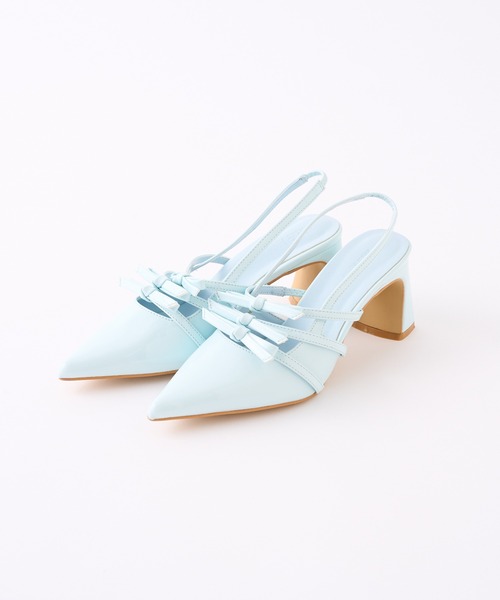 one after another NICE CLAUP(ワンアフターアナザーナイスクラップ)の「リボン付きポインテッドストラップシューズ(パンプス・レディース・サックスブルー/アイボリー/ブラック・M/L/S)」の16枚目の写真