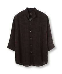 総柄シアージャカード7分袖オープンカラーシャツ