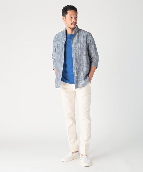 MEN'S BIGI（メンズビギ）の「総柄シアージャカード7分袖オープンカラーシャツ（シャツ/ブラウス・メンズ・ブラウン/ブラック/ブルー・02/01/03）」の10枚目の写真