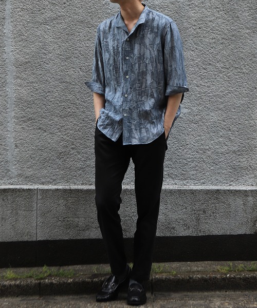 MEN'S BIGI（メンズビギ）の「総柄シアージャカード7分袖オープンカラーシャツ（シャツ/ブラウス・メンズ・ブラウン/ブラック/ブルー・02/01/03）」の17枚目の写真