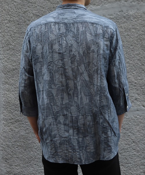 MEN'S BIGI（メンズビギ）の「総柄シアージャカード7分袖オープンカラーシャツ（シャツ/ブラウス・メンズ・ブラウン/ブラック/ブルー・02/01/03）」の14枚目の写真