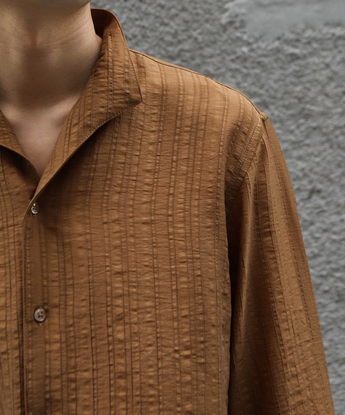 MEN'S BIGI（メンズビギ）の「総柄シアージャカード7分袖オープンカラーシャツ（シャツ/ブラウス・メンズ・ブラウン/ブラック/ブルー・02/01/03）」の22枚目の写真