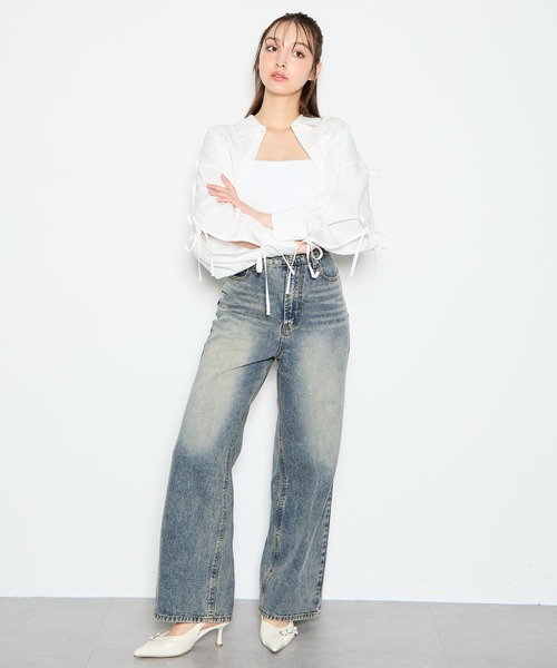 INGNI(イング)の「デニムワイドパンツ(デニムパンツ・レディース・ブルー系その他/ブルー系その他3/ブルー系その他4/グレー・S/M)」の1枚目の写真