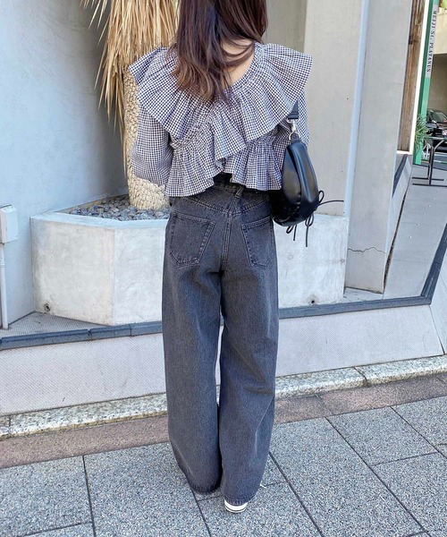 INGNI(イング)の「デニムワイドパンツ(デニムパンツ・レディース・ブルー系その他/ブルー系その他3/ブルー系その他4/グレー・S/M)」の10枚目の写真