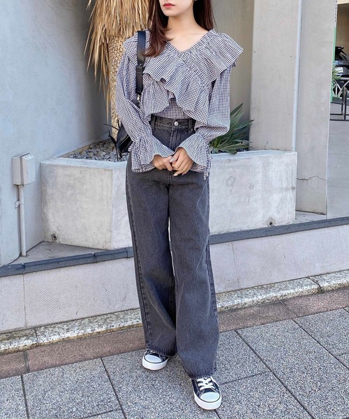 INGNI(イング)の「デニムワイドパンツ(デニムパンツ・レディース・ブルー系その他/ブルー系その他3/ブルー系その他4/グレー・S/M)」の9枚目の写真