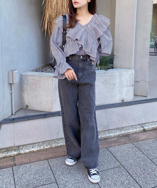 INGNI(イング)の「デニムワイドパンツ(デニムパンツ・レディース・ブルー系その他/ブルー系その他3/ブルー系その他4/グレー・S/M)」の8枚目の写真