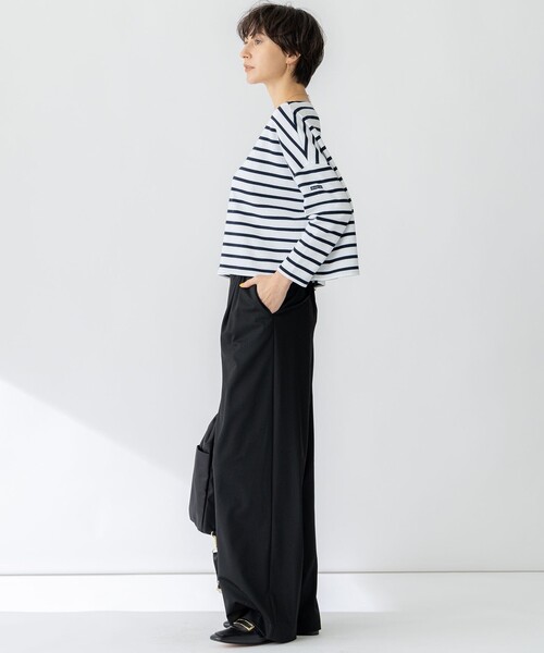23区 L(ニジュウサンクオオキイサイズ)の「【洗える】Armor-lux スムース クロップド ボーダー カットソー(Tシャツ/カットソー・レディース・レッド系1/カーキ系1/パイングリーン系1/ネイビー系1・44/46)」の17枚目の写真