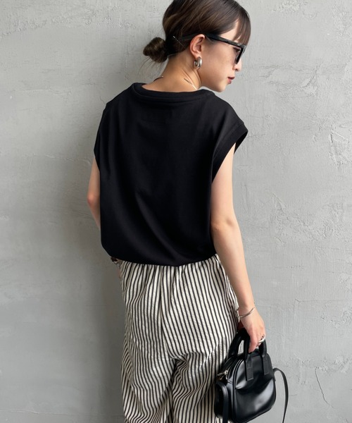tシャツ 「UNIVERSAL OVERALL/ユニバーサルオーバーオール」 別注 ワンポイントロゴ刺繍 ノースリーブカットソー レディース UNIVERSAL OVERALL/ユニバーサルオーバーオール] 別注 ワン