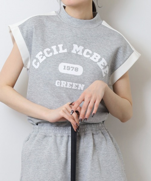 CECIL McBEE(セシルマクビー)の「スウェットベスト(ベスト・レディース・ライトグレー/ブラック・2(M)/1(S))」の1枚目の写真