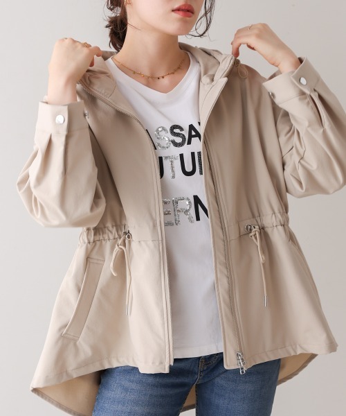 Bou Jeloud（ブージュルード）の「撥水・花粉ティアードジャケット（その他アウター・レディース・ベージュ/ブラック・FREE）」の3枚目の写真