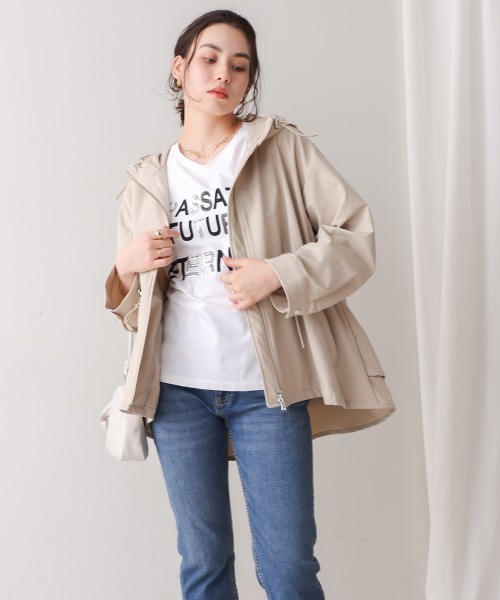 Bou Jeloud（ブージュルード）の「撥水・花粉ティアードジャケット（その他アウター・レディース・ベージュ/ブラック・FREE）」の4枚目の写真