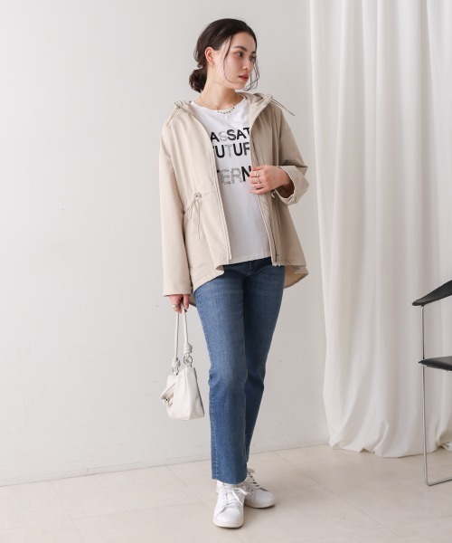 Bou Jeloud（ブージュルード）の「撥水・花粉ティアードジャケット（その他アウター・レディース・ベージュ/ブラック・FREE）」の5枚目の写真