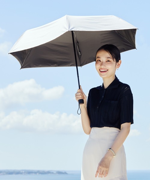 Waterfront(ウォーターフロント)の「ZENTENKOU 折 55cm 晴雨兼用 日傘 雨傘 折傘(折りたたみ傘・レディース・ホワイト/ライトグリーン/パープル/ベージュ/ネイビー/ブラック/ブルー・FREE)」の2枚目の写真