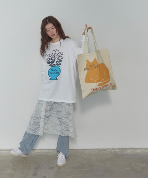 THEATRE PRODUCTS（シアタープロダクツ）の「【THEATRE PRODUCTS ｜ Shiomi Wadaコラボ】コットンキャンバストートバッグ フラワー/ネコ（トートバッグ・レディース・イエロー/ベージュ・FREE）」の13枚目の写真