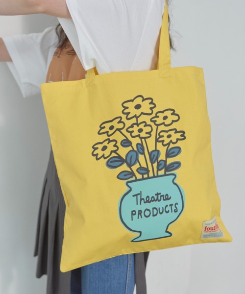 THEATRE PRODUCTS（シアタープロダクツ）の「【THEATRE PRODUCTS ｜ Shiomi Wadaコラボ】コットンキャンバストートバッグ フラワー/ネコ（トートバッグ・レディース・イエロー/ベージュ・FREE）」の4枚目の写真