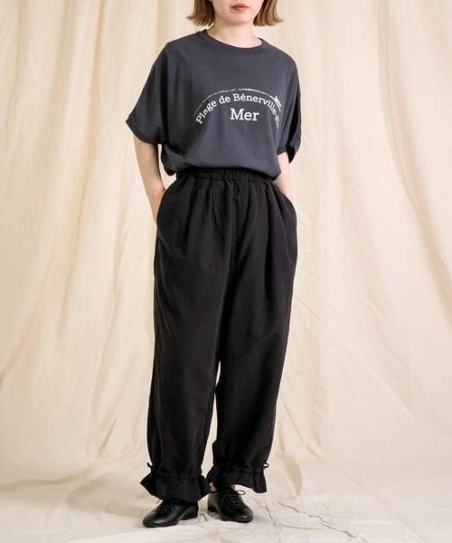 tシャツ 「Brocante / ブロカント」 30/1ベーシック天竺×リヨセルポプリンエスカリエールTシャツ レディース Brocante / ブロカント] 30/1ベーシック天竺×リヨセルポプリン