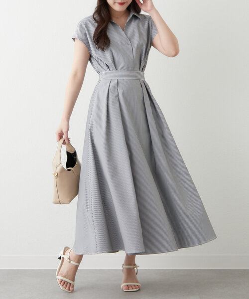 Another Branch olive des olive(アナザーブランチオリーブデオリーブ)の「配色ステッチスキッパーワンピ(ワンピース・レディース・ブルー系その他/ネイビー/グレイッシュベージュ/カーキ/ブラック系その他/ピンク/チェック/グリーン/サックスブルー/ブラウン・FREE)」の2枚目の写真