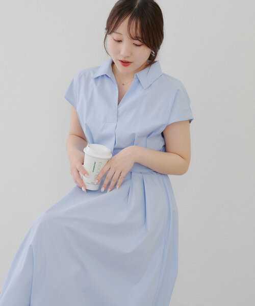 Another Branch olive des olive(アナザーブランチオリーブデオリーブ)の「配色ステッチスキッパーワンピ(ワンピース・レディース・ブルー系その他/ネイビー/グレイッシュベージュ/カーキ/ブラック系その他/ピンク/チェック/グリーン/サックスブルー/ブラウン・FREE)」の15枚目の写真