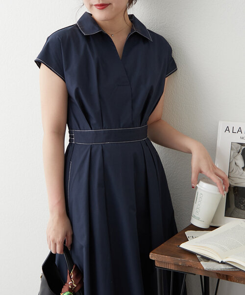 Another Branch olive des olive(アナザーブランチオリーブデオリーブ)の「配色ステッチスキッパーワンピ(ワンピース・レディース・ブルー系その他/ネイビー/グレイッシュベージュ/カーキ/ブラック系その他/ピンク/チェック/グリーン/サックスブルー/ブラウン・FREE)」の20枚目の写真