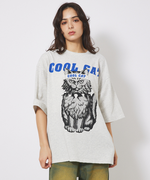 ABAHOUSE(アバハウス)の「【CORISCO/コリスコ】Animal Tシャツ/COOL CAT(Tシャツ/カットソー・メンズ・ホワイト系その他/ホワイト系その他2・M/L)」の1枚目の写真