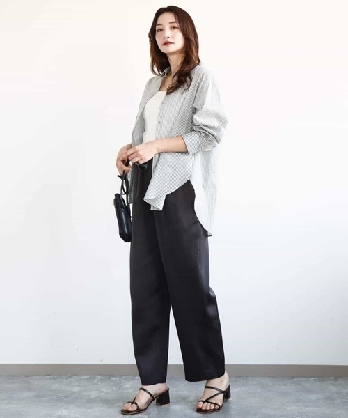 MK MICHEL KLEIN（エムケーミッシェルクラン）の「リラックスサテンテーパードパンツ/洗える（その他パンツ・レディース・ダークグレー/ライトグレー・38）」の12枚目の写真