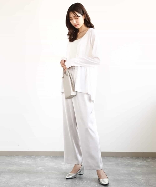 MK MICHEL KLEIN（エムケーミッシェルクラン）の「リラックスサテンテーパードパンツ/洗える（その他パンツ・レディース・ダークグレー/ライトグレー・38）」の21枚目の写真