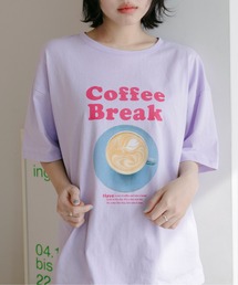 PILIT（ピリット）の「カラフルCAFEプリントTee（Tシャツ/カットソー）」
