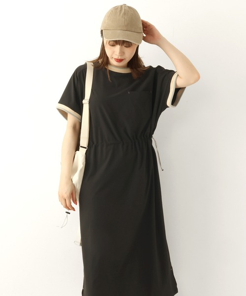 KRIFF MAYER Lady's Collection（クリフメイヤーレディースコレクション）の「【シルエット2WAY】ストレッチナイロンリブワンピ（ワンピース・レディース・ライトブラウン/カラフル/ブルー/ライトグレー/ブラック・LARGE/MEDIUM）」の2枚目の写真