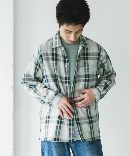 URBAN RESEARCH DOORS（アーバンリサーチドアーズ）の「カラミ織ロングスリーブチェックシャツ（シャツ/ブラウス・メンズ・ブラック系その他/グリーン系その他/ブルー系その他・MEDIUM/LARGE）」の3枚目の写真