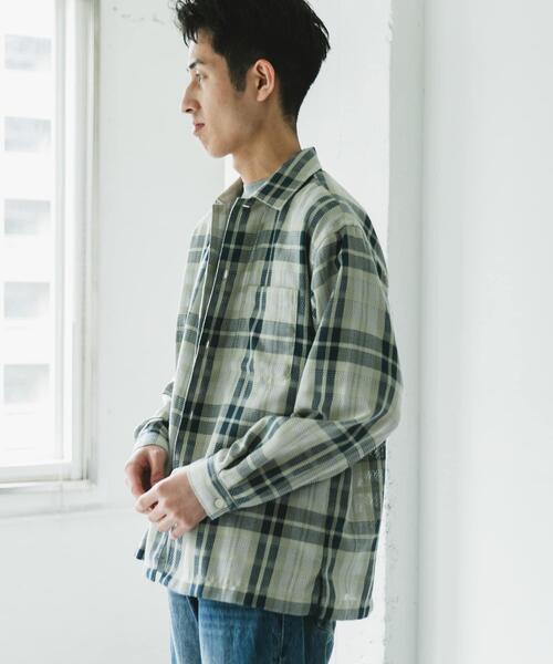 URBAN RESEARCH DOORS（アーバンリサーチドアーズ）の「カラミ織ロングスリーブチェックシャツ（シャツ/ブラウス・メンズ・ブラック系その他/グリーン系その他/ブルー系その他・MEDIUM/LARGE）」の7枚目の写真