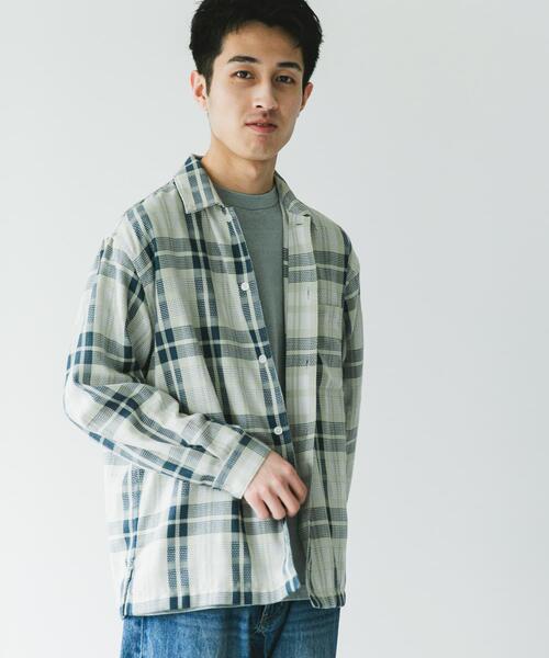 URBAN RESEARCH DOORS（アーバンリサーチドアーズ）の「カラミ織ロングスリーブチェックシャツ（シャツ/ブラウス・メンズ・ブラック系その他/グリーン系その他/ブルー系その他・MEDIUM/LARGE）」の8枚目の写真