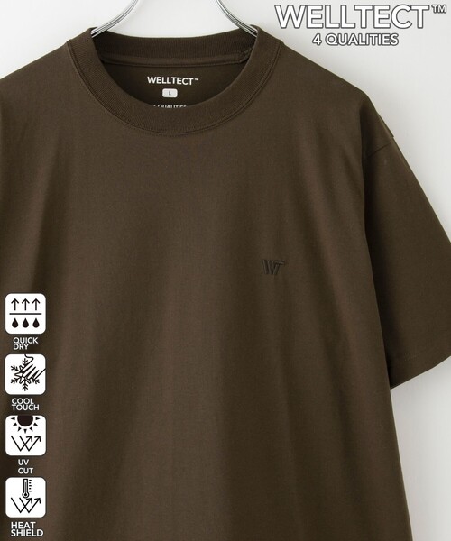 coen(コーエン)の「【WELLTECT】ロゴ刺繍Tシャツ ー吸水速乾、接触冷感、UVカット、遮熱ー(Tシャツ/カットソー・メンズ・オフホワイト/ターコイズブルー/ブラック/ダークブラウン/ダークグレー/ベージュ・S/M/L/XL)」の5枚目の写真