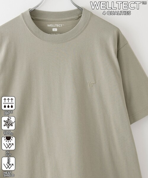 coen(コーエン)の「【WELLTECT】ロゴ刺繍Tシャツ ー吸水速乾、接触冷感、UVカット、遮熱ー(Tシャツ/カットソー・メンズ・オフホワイト/ターコイズブルー/ブラック/ダークブラウン/ダークグレー/ベージュ・S/M/L/XL)」の1枚目の写真