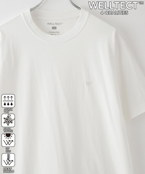 coen(コーエン)の「【WELLTECT】ロゴ刺繍Tシャツ ー吸水速乾、接触冷感、UVカット、遮熱ー(Tシャツ/カットソー・メンズ・オフホワイト/ターコイズブルー/ブラック/ダークブラウン/ダークグレー/ベージュ・S/M/L/XL)」の2枚目の写真