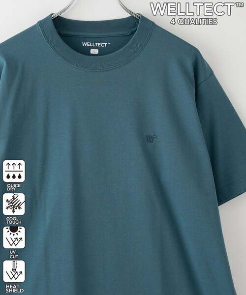 coen(コーエン)の「【WELLTECT】ロゴ刺繍Tシャツ ー吸水速乾、接触冷感、UVカット、遮熱ー(Tシャツ/カットソー・メンズ・オフホワイト/ターコイズブルー/ブラック/ダークブラウン/ダークグレー/ベージュ・S/M/L/XL)」の6枚目の写真