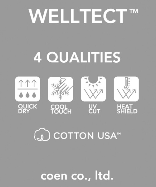 coen(コーエン)の「【WELLTECT】ロゴ刺繍Tシャツ ー吸水速乾、接触冷感、UVカット、遮熱ー(Tシャツ/カットソー・メンズ・オフホワイト/ターコイズブルー/ブラック/ダークブラウン/ダークグレー/ベージュ・S/M/L/XL)」の11枚目の写真