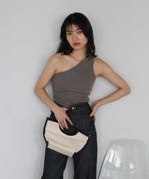back design oneshoulder padded tank / カップ付きバックデザインワンショルダータンクトップ