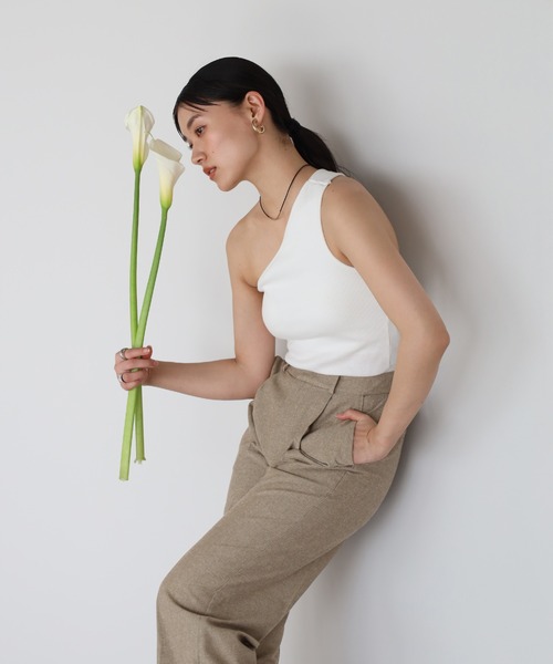 back design oneshoulder padded tank / カップ付きバック