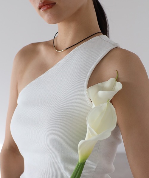 back design oneshoulder padded tank / カップ付きバック