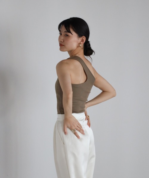 back design oneshoulder padded tank / カップ付きバック