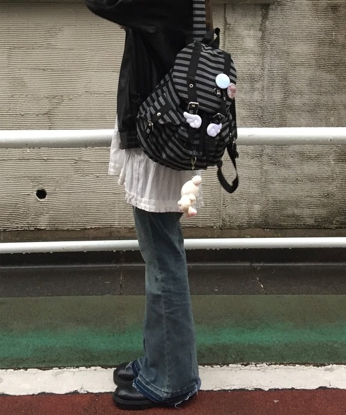 Judin(ジュディン)の「Border design flap backpack【JD】(バックパック/リュック・レディース・ブラック・FREE)」の12枚目の写真
