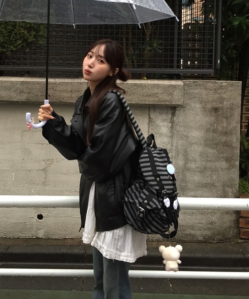 Judin(ジュディン)の「Border design flap backpack【JD】(バックパック/リュック・レディース・ブラック・FREE)」の11枚目の写真