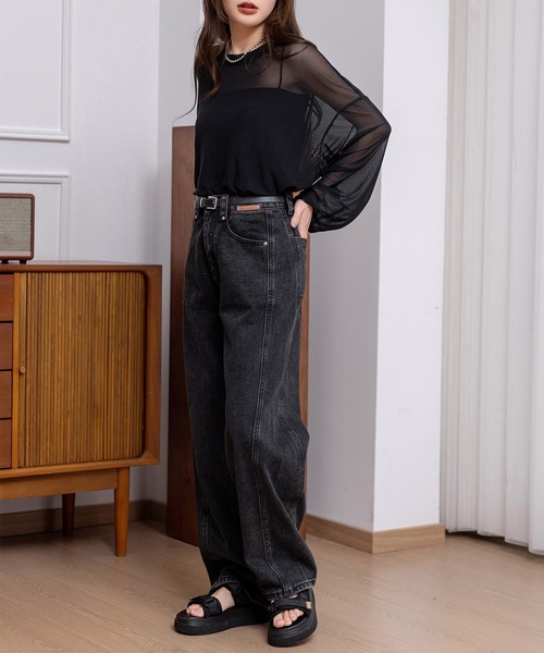 DAY CLOSET(デイ クローゼット)の「【大きいサイズ有】美脚魅せ。カーブシルエット ワンポイントタグ 綿混 デニム パンツ レディース(デニムパンツ・レディース・ブルー/ホワイト/ブラック・XL/S/M/L)」の18枚目の写真